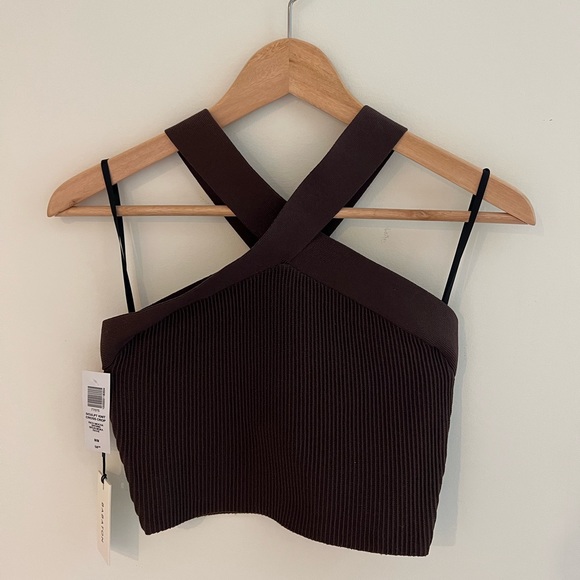 NWT ARITZIA Babaton KNIT CROSS CROP RICH MOCHA BROWN SIZE MEDIUM BRAND NEW - Picture 8 of 9